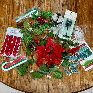 Vintage Holiday Decor Set with Red and Green Elements